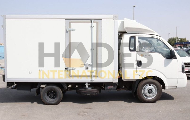 KIA K3000S Diesel with a refrigerator for transporting perishable goods.
